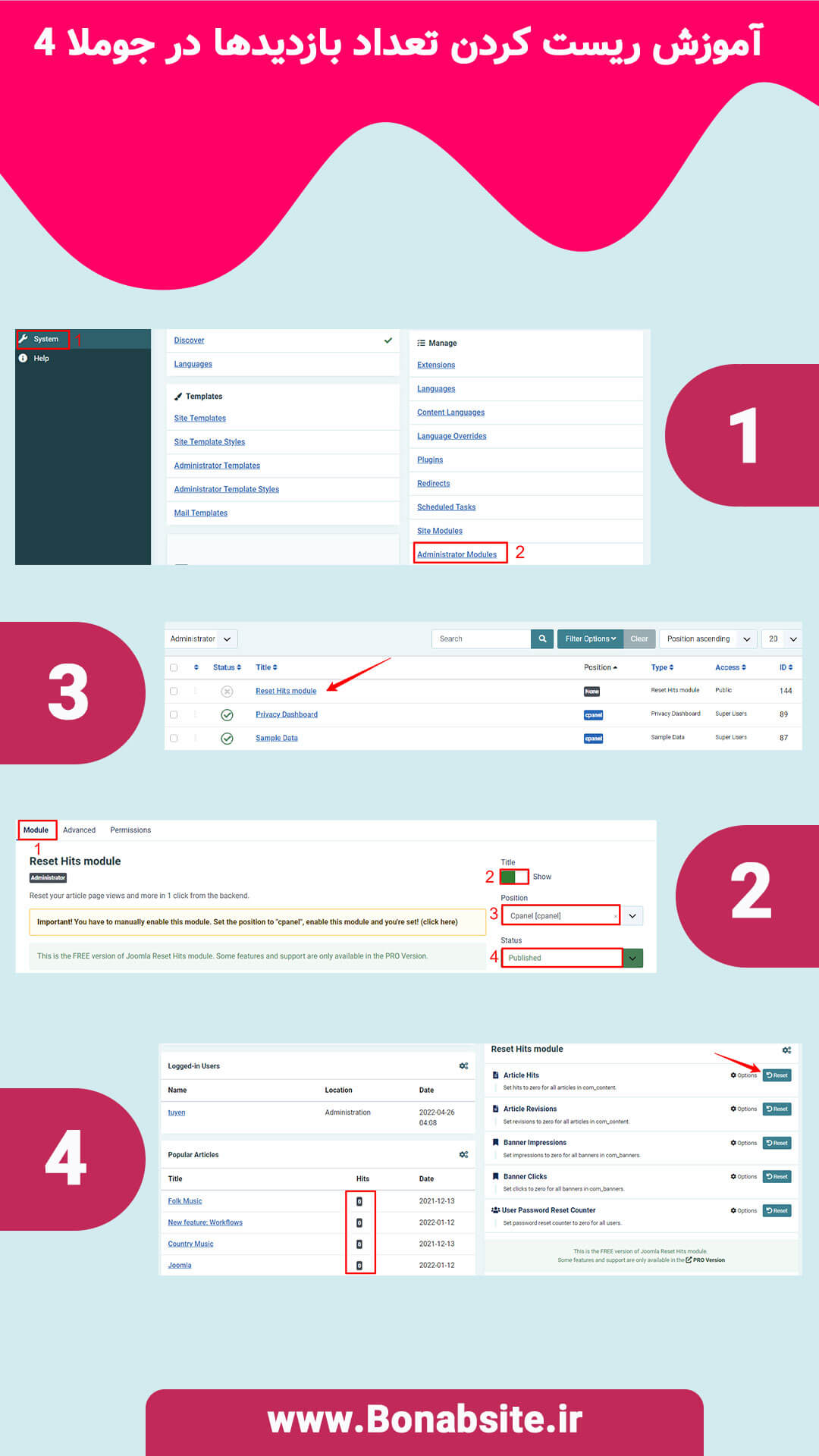ریست کردن تعداد بازدیدها